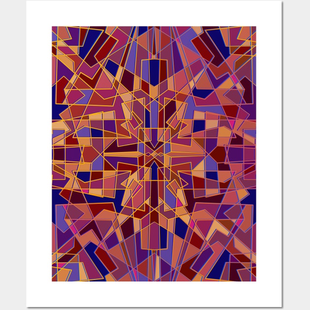 Random geometric shapes in warm color tones Wall Art by DaveDanchuk